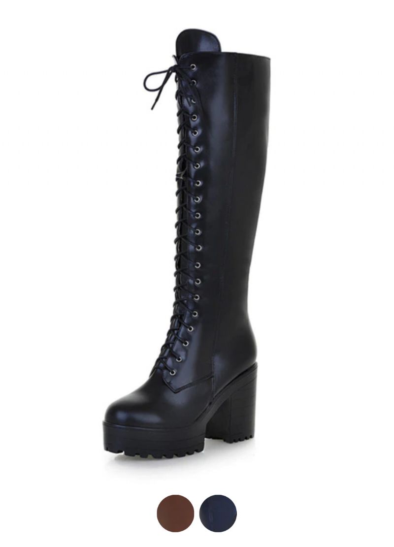 Perla Damskie Sznurowane Buty Na Platformie