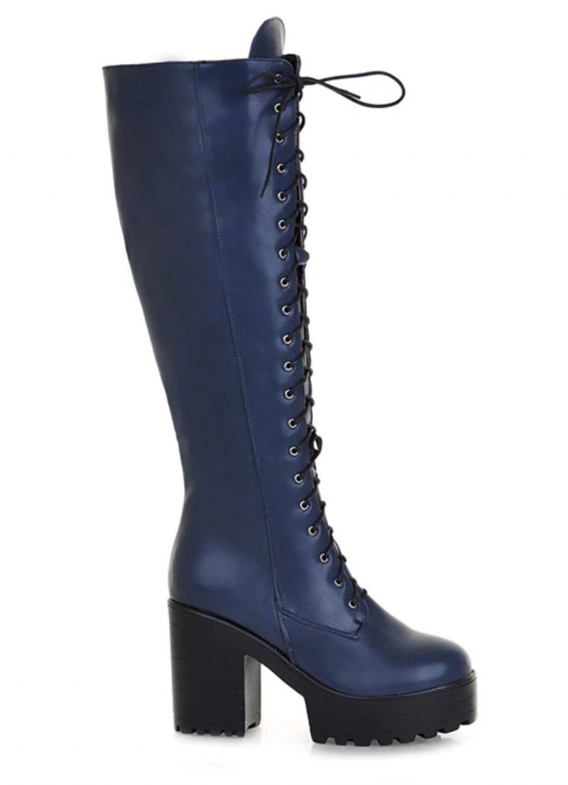 Perla Damskie Sznurowane Buty Na Platformie - Czarny