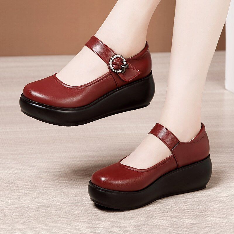 Piery Damskie Codzienne Buty Na Platformie - Czerwony