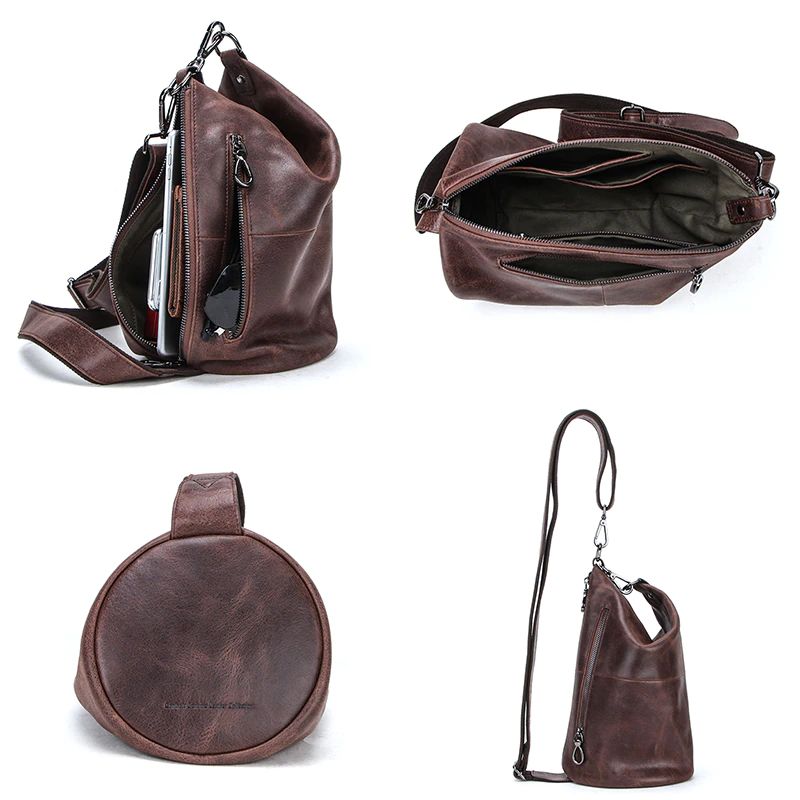 Pinto Męska Skórzana Torba Typu Crossbody Torebka - Kawa