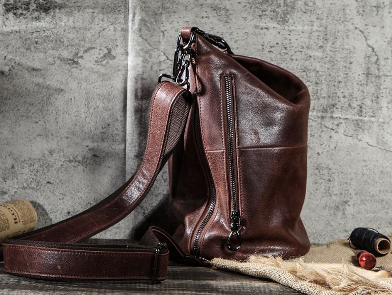 Pinto Męska Skórzana Torba Typu Crossbody Torebka - Kawa