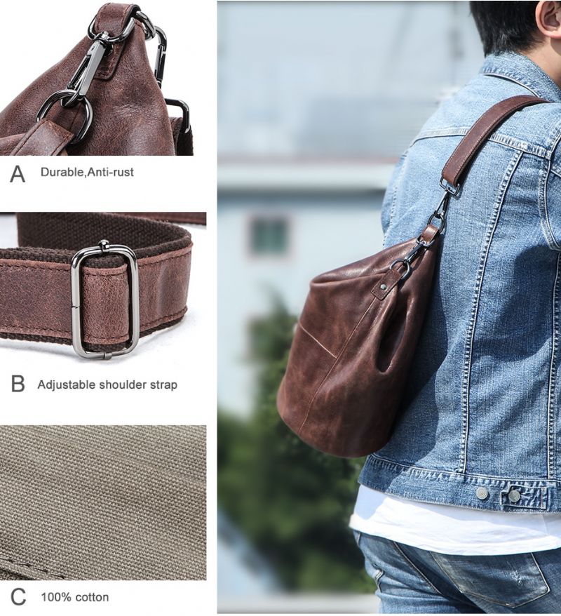 Pinto Męska Skórzana Torba Typu Crossbody Torebka - Kawa