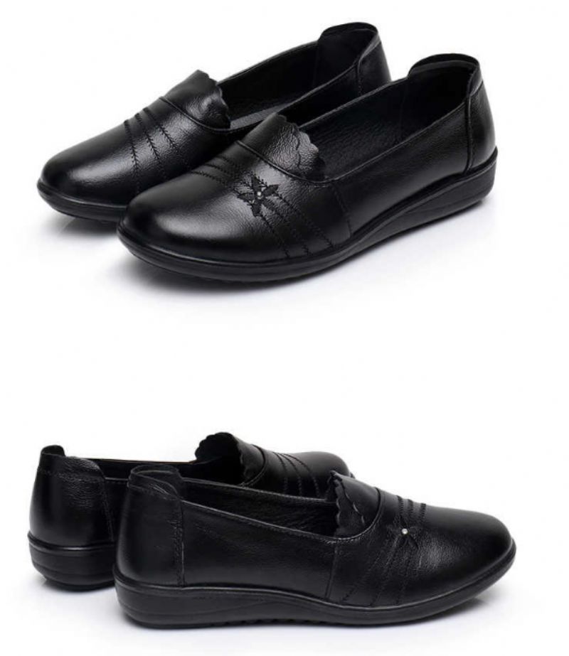 Płaskie Buty Damskie Ame Ze Skóry Naturalnej - Czarny