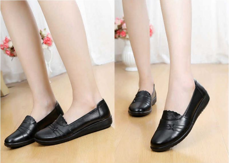 Płaskie Buty Damskie Ame Ze Skóry Naturalnej - Czarny
