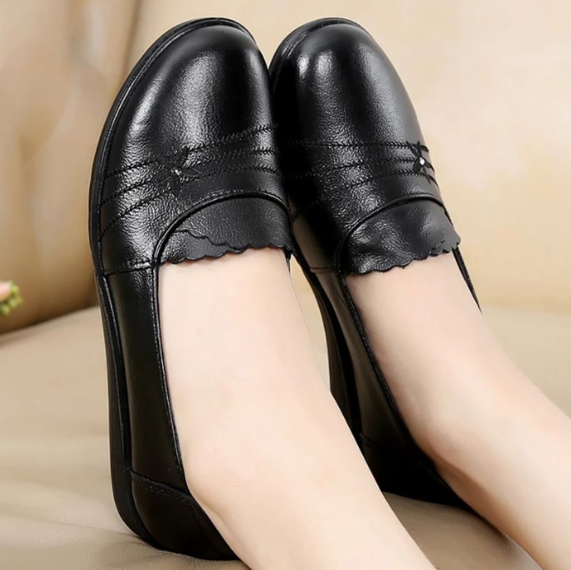 Płaskie Buty Damskie Ame Ze Skóry Naturalnej - Czarny