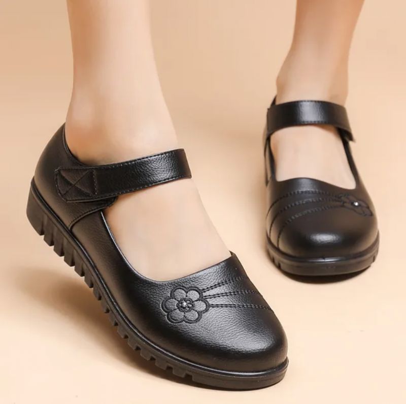Płaskie Buty Damskie Ame Ze Skóry Naturalnej - Czarny