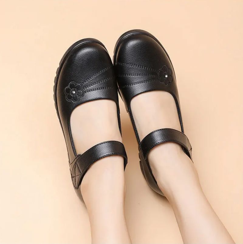 Płaskie Buty Damskie Ame Ze Skóry Naturalnej - Czarny