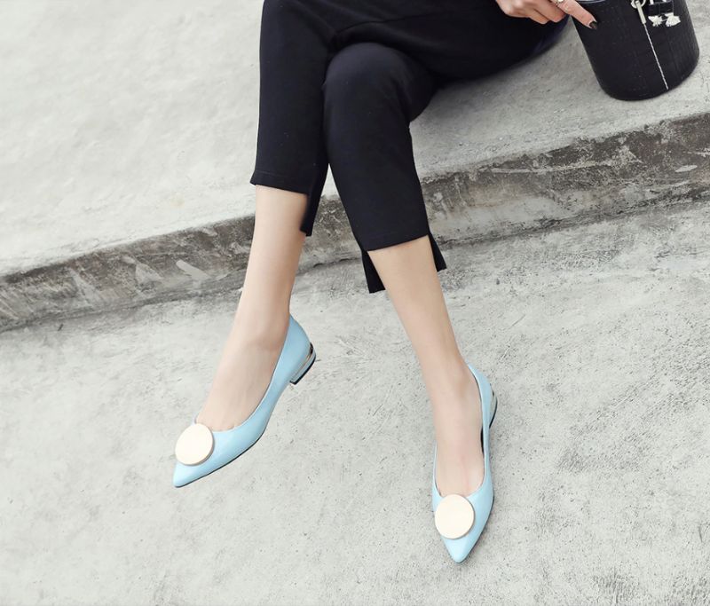 Płaskie Buty Damskie Dinora - Jasnoniebieski