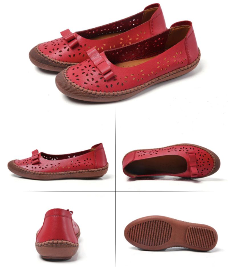 Płaskie Buty Damskie Merida - Czerwony węzeł motylkowy