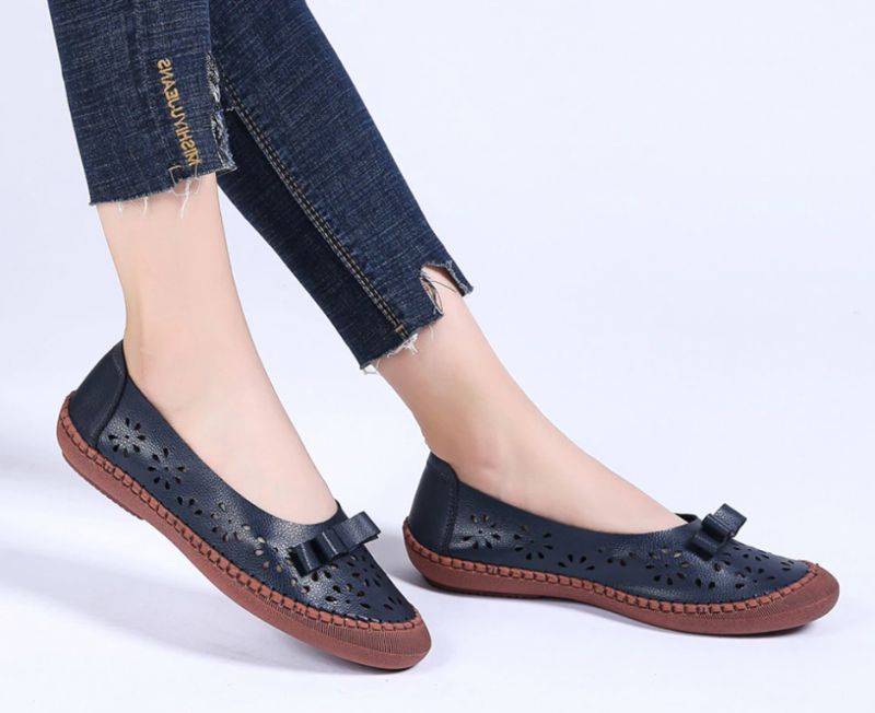Płaskie Buty Damskie Merida - Czerwony węzeł motylkowy