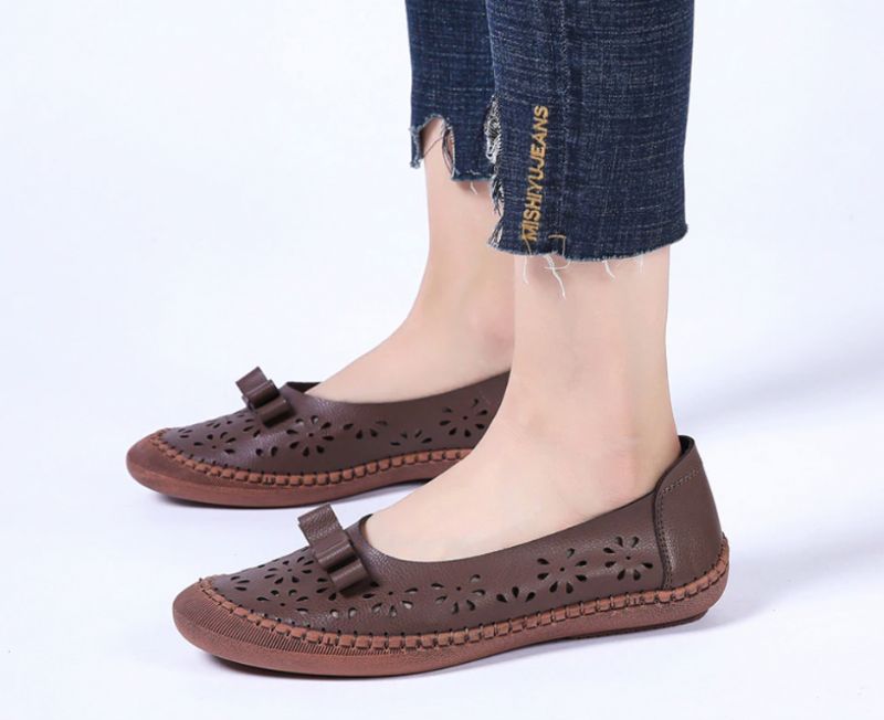 Płaskie Buty Damskie Merida - Czerwony węzeł motylkowy