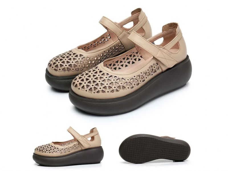 Platformowe Buty Damskie Lauren Sandały - Morelowy