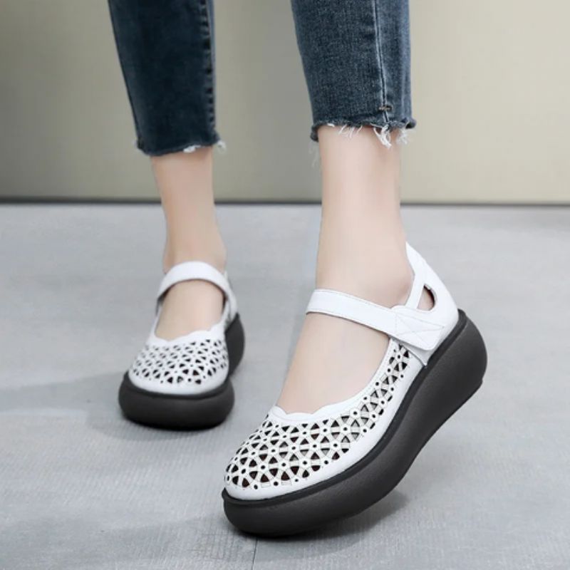 Platformowe Buty Damskie Lauren Sandały - Morelowy