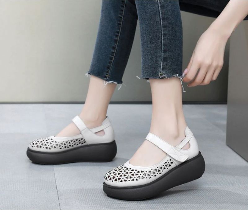 Platformowe Buty Damskie Lauren Sandały - Morelowy