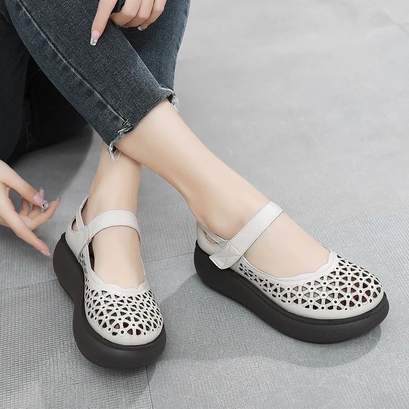 Platformowe Buty Damskie Lauren Sandały - Morelowy