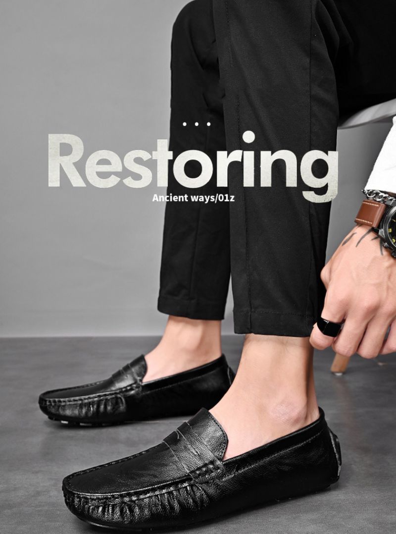 Prete Men's Loafer Dress Shoes - Czarny