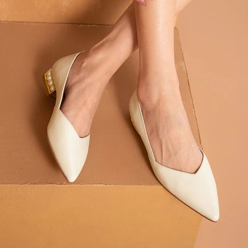 Prusia Damskie Płaskie Buty - Beżowy