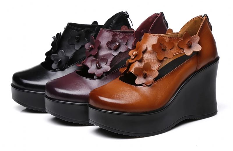 Rafahela Damskie Buty Na Koturnie Na Platformie - Brązowy