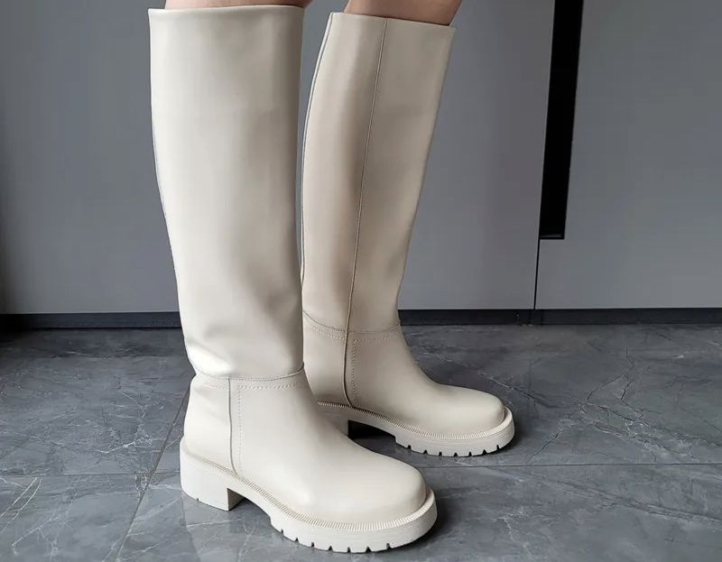 Randy Damskie Buty Za Kolano - Morelowy Bez Futra