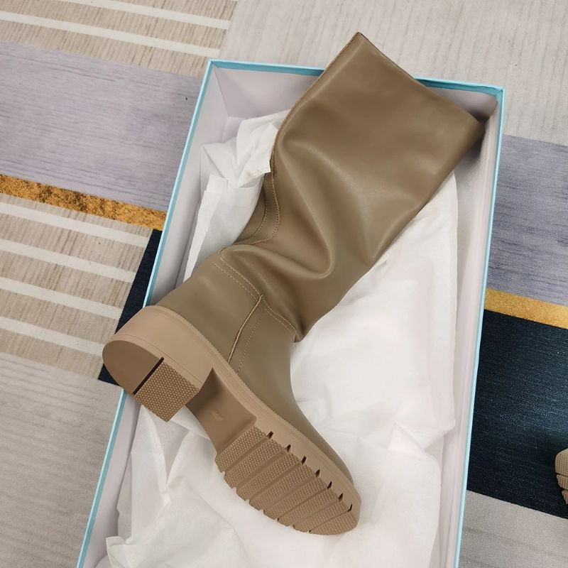 Randy Damskie Buty Za Kolano - Morelowy Bez Futra