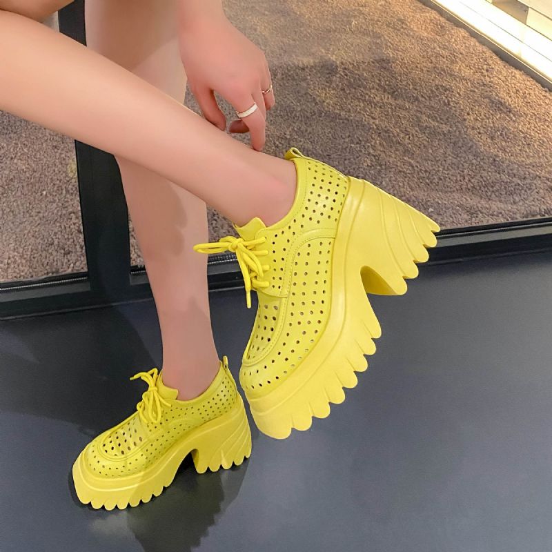 Ranya Damskie Oddychające Buty Na Platformie - Żółty