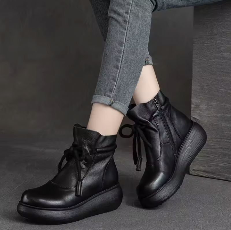 Raquela Damskie Buty Typu Platform Ankle Boots - Brązowy