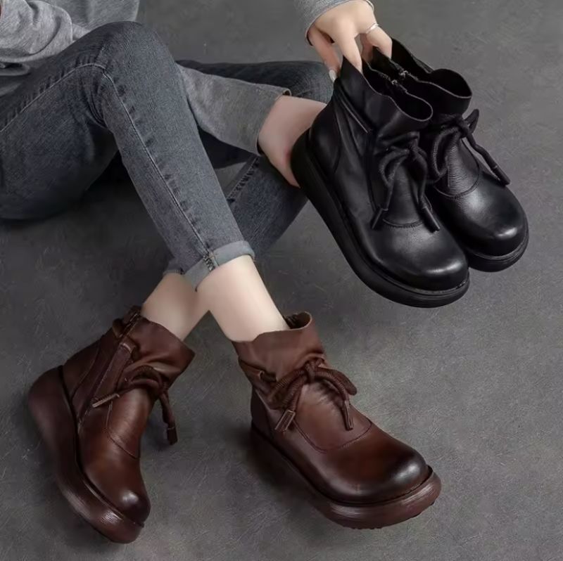 Raquela Damskie Buty Typu Platform Ankle Boots - Brązowy