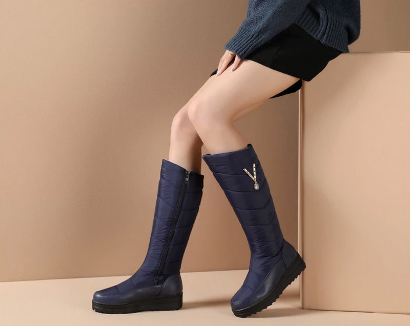 Rikki Damskie Buty Śnieżne Do Kolan - Niebieski