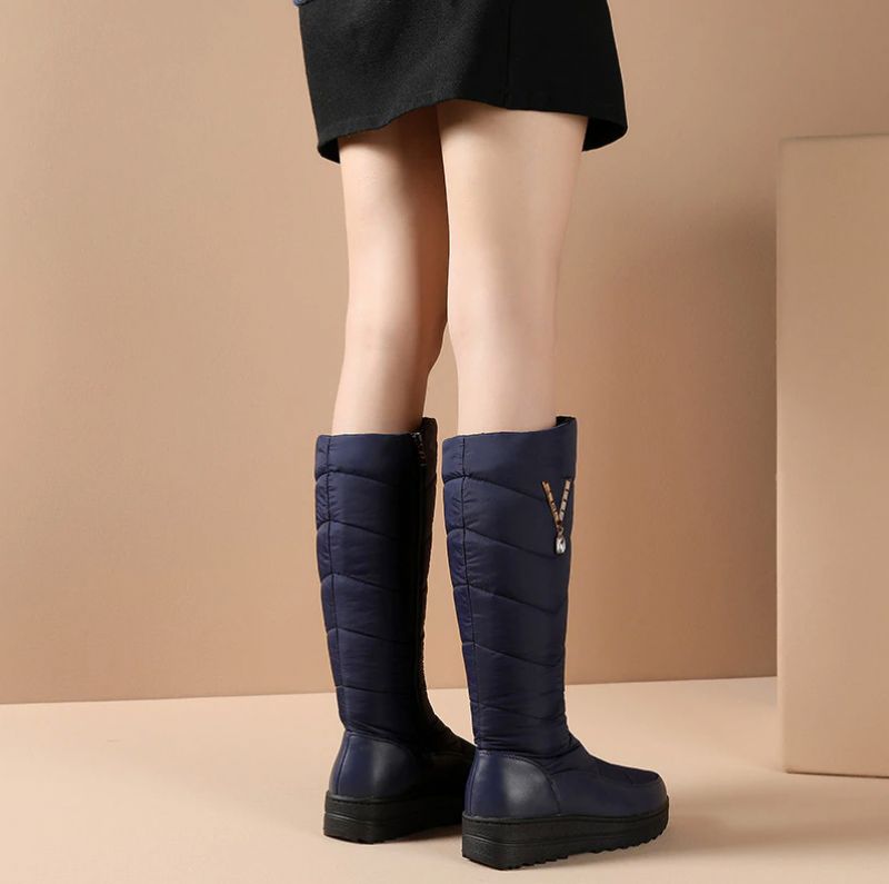Rikki Damskie Buty Śnieżne Do Kolan - Niebieski