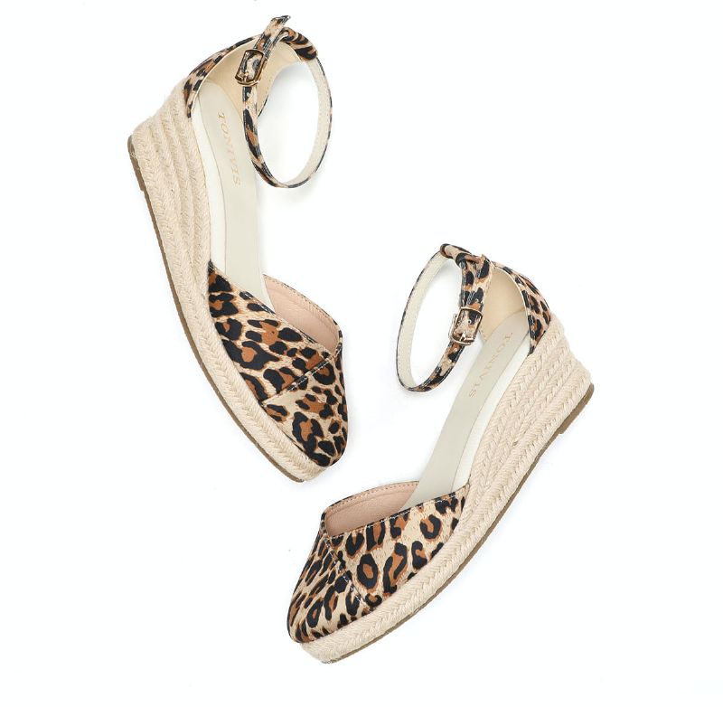 Rita Damskie Letnie Koturny Z Espadrylami - Brązowy