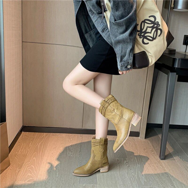 Romina Damskie Buty Kowbojskie - Zielony Bez Futra