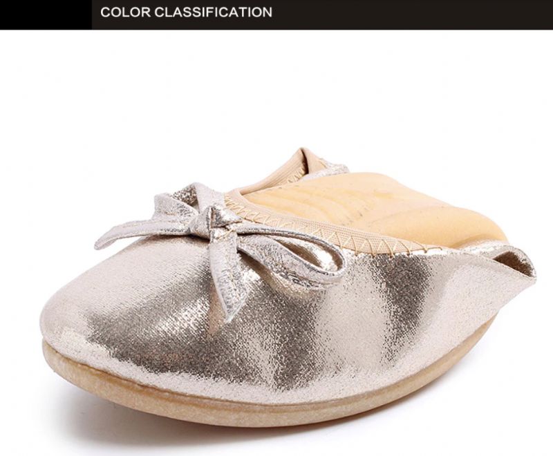 Rosario Damskie Płaskie Buty - Złoty