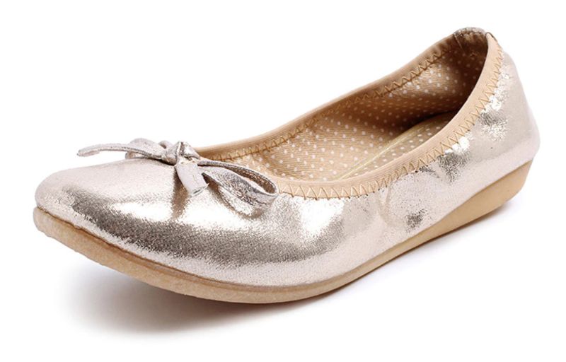 Rosario Damskie Płaskie Buty - Złoty