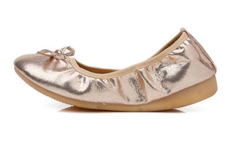Rosario Damskie Płaskie Buty - Złoty