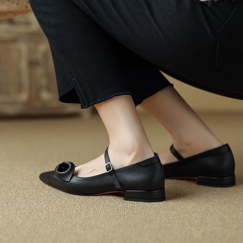 Rosaura Damskie Eleganckie Płaskie Czółenka - Czarny