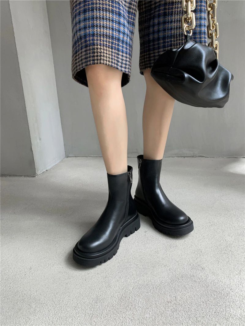 Row Damskie Zimowe Czarne Buty - Czarny bez futra
