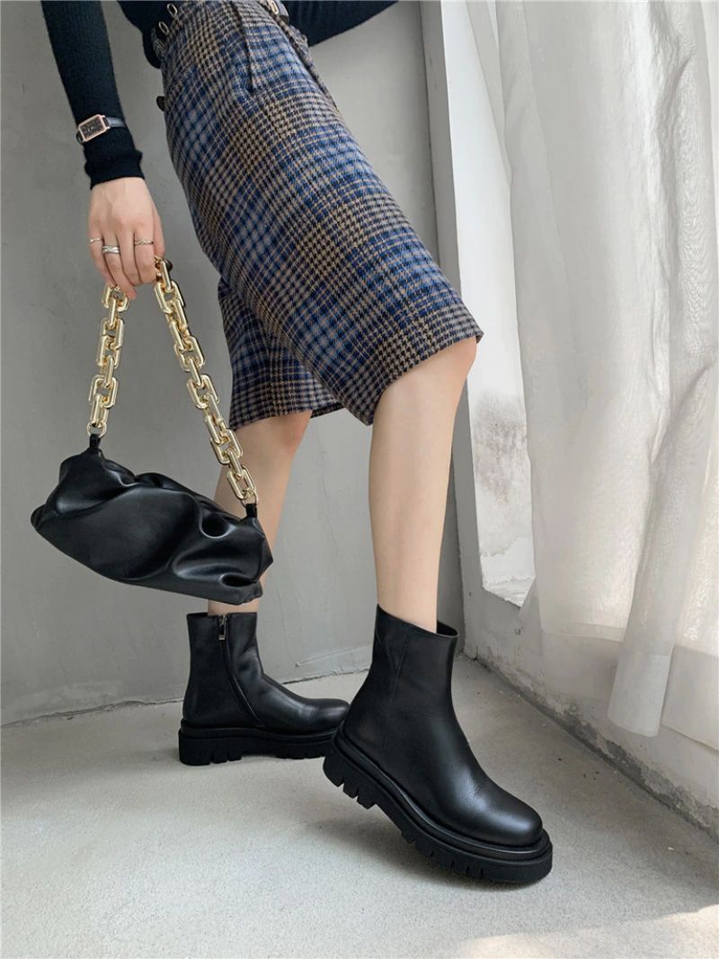 Row Damskie Zimowe Czarne Buty - Czarny bez futra