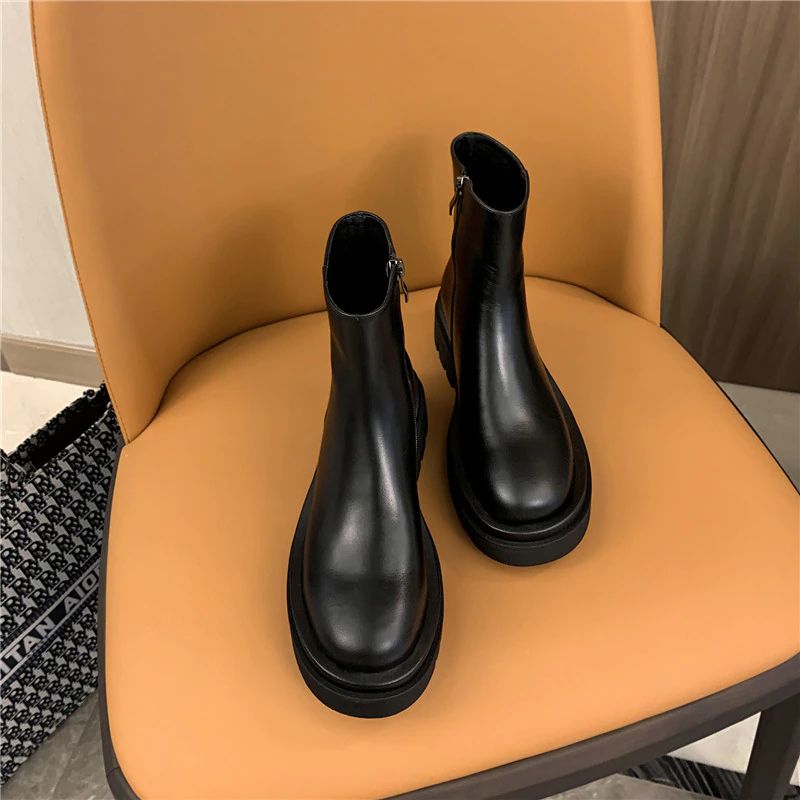 Row Damskie Zimowe Czarne Buty - Czarny bez futra