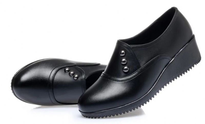 Ruby Damskie Skórzane Buty Na Platformie Casual - Czarny