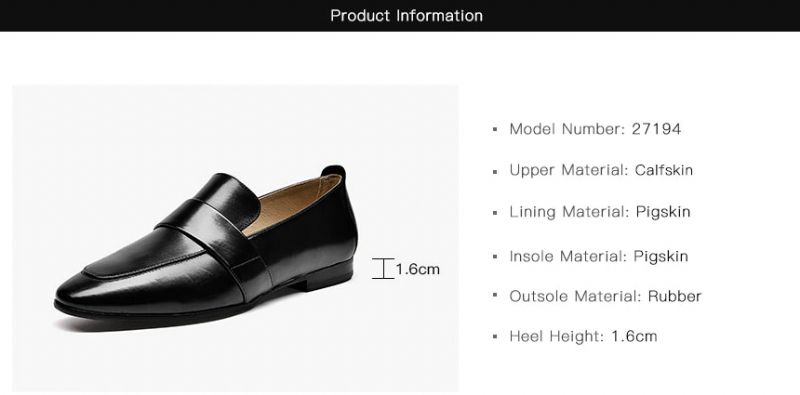 Rudy Damskie Skórzane Buty Typu Loafer - Czarny