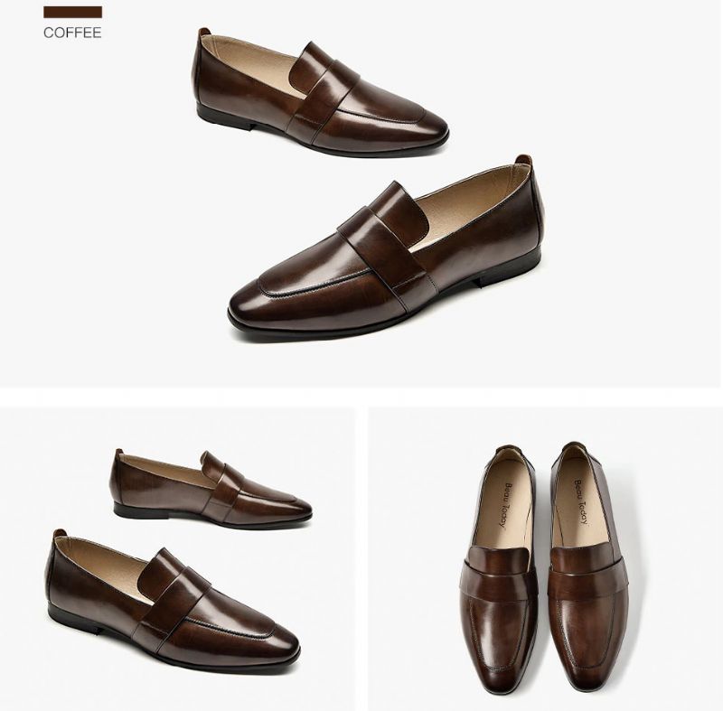 Rudy Damskie Skórzane Buty Typu Loafer - Czarny