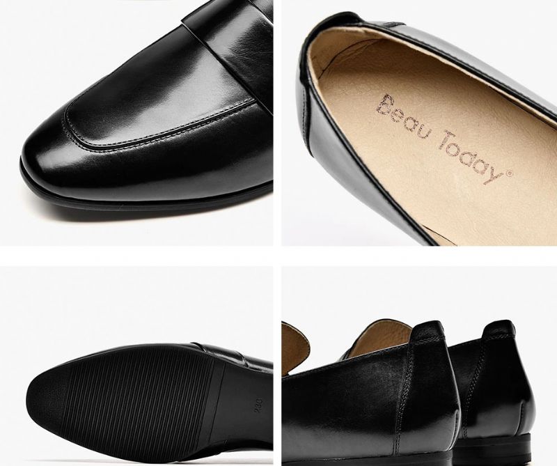 Rudy Damskie Skórzane Buty Typu Loafer - Czarny