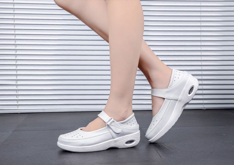 Ruth Damskie Oddychające Buty Pielęgniarskie Na Platformie - Biały Pusty