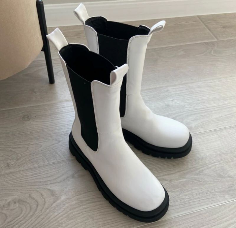 Saez Damskie Buty Do Połowy Łydki - Biały bez aksamitu