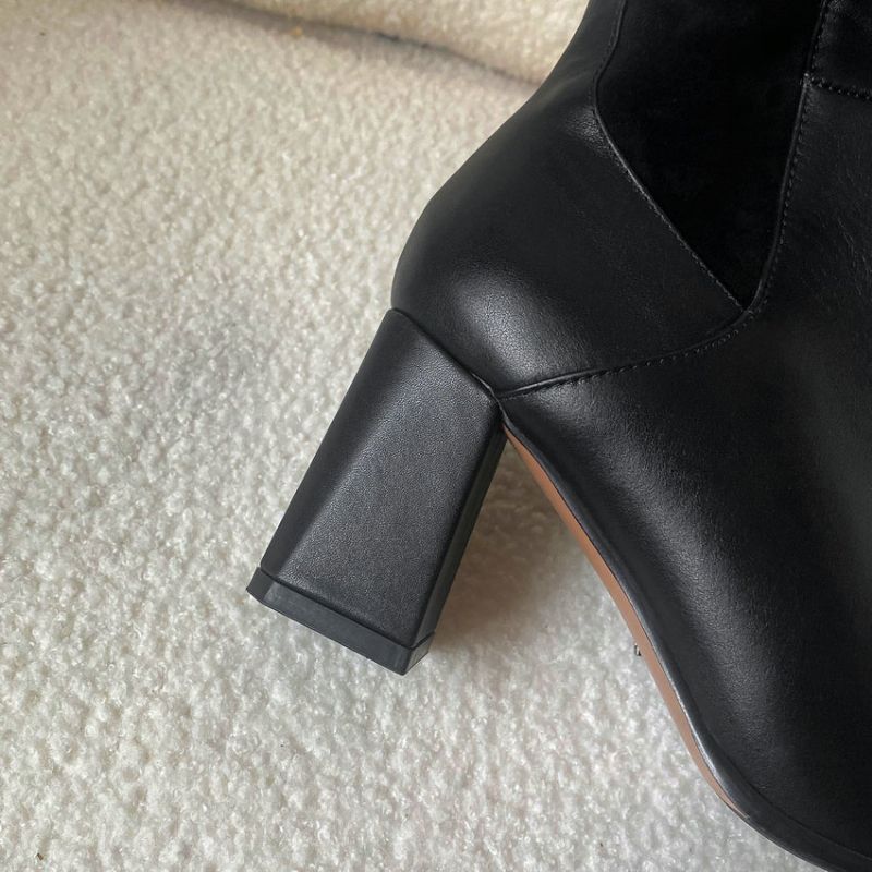 Safiro Damskie Skórzane Buty Do Kolan - Czarny