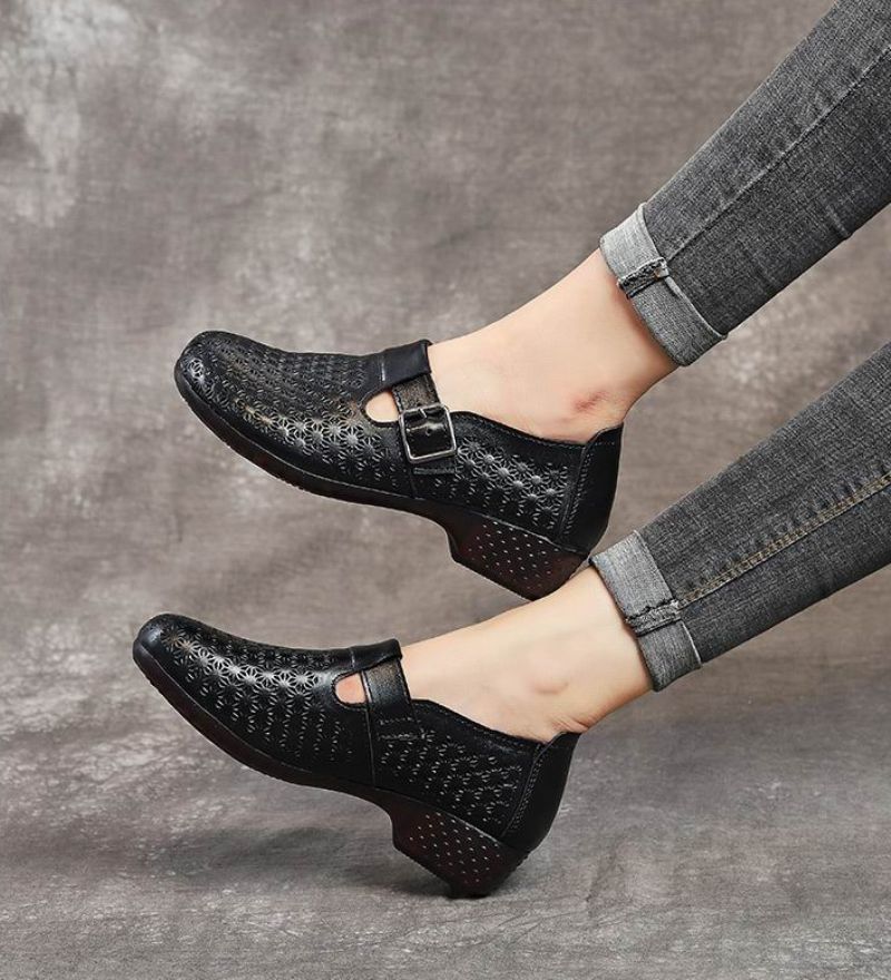 Salma Damskie Płaskie Buty Wsuwane - Czarny