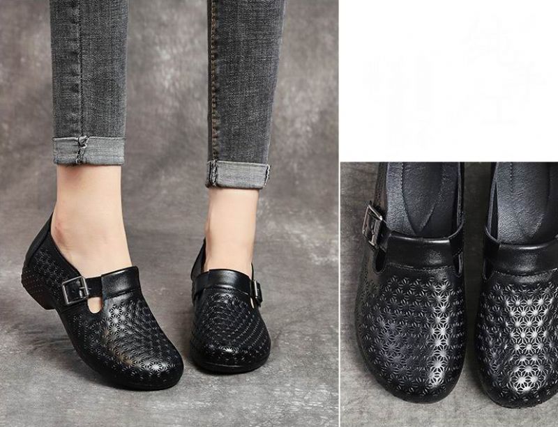 Salma Damskie Płaskie Buty Wsuwane - Czarny