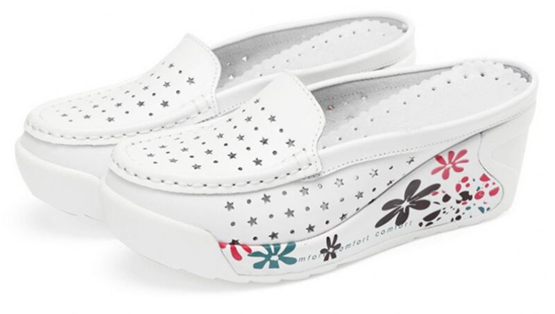 Salome Damskie Letnie Clogs Z Platformą Buty - Biały