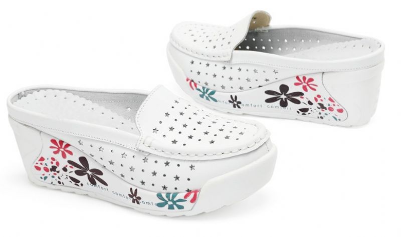 Salome Damskie Letnie Clogs Z Platformą Buty - Biały