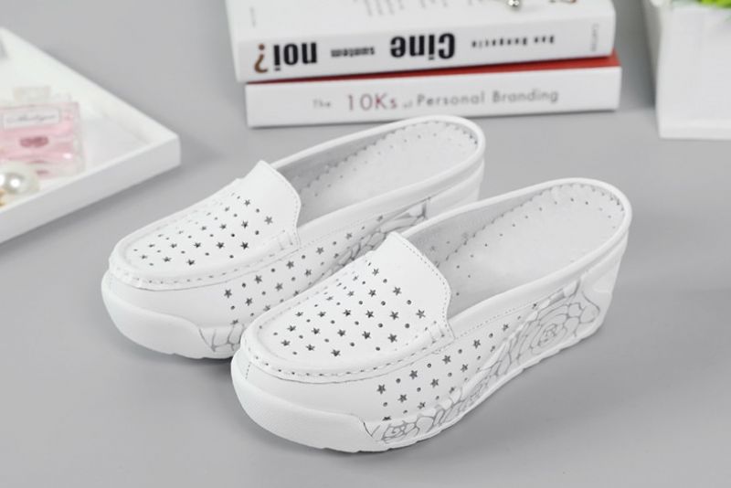 Salome Damskie Letnie Clogs Z Platformą Buty - Biały